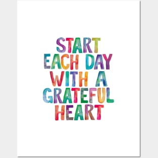 Start Each Day With a Grateful Heart in Rainbow Watercolors Posters and Art